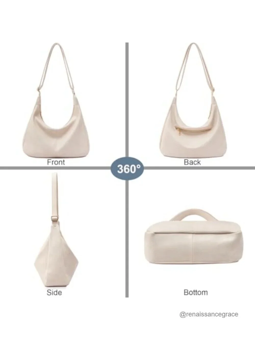 Vegan Leather Foldable Hobo Handbag Crossbody Purse